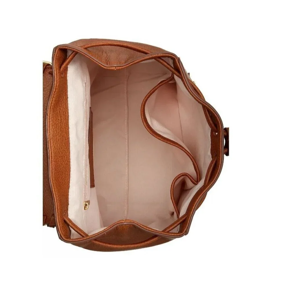 STYLE & CO Whip-Stitch faux-leather soft medium women's backpack - Tortoise/Tan